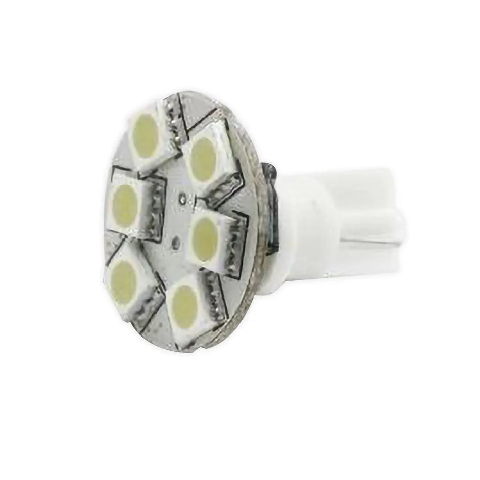 T10 Wedge Cool White 6 LED Rear Pin 107 Lumens