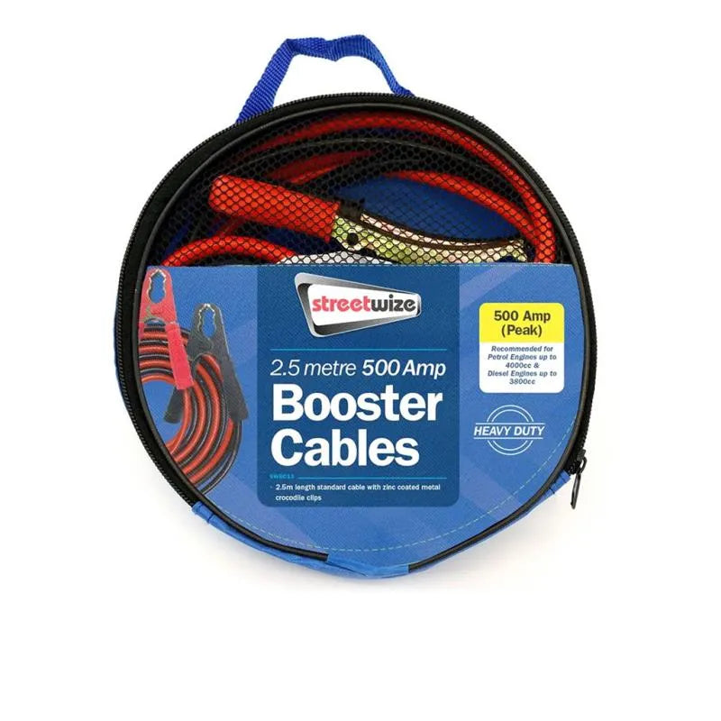 500 Amp Booster Cable Suitable For Up To 4000cc 2.5m Heavy Duty
