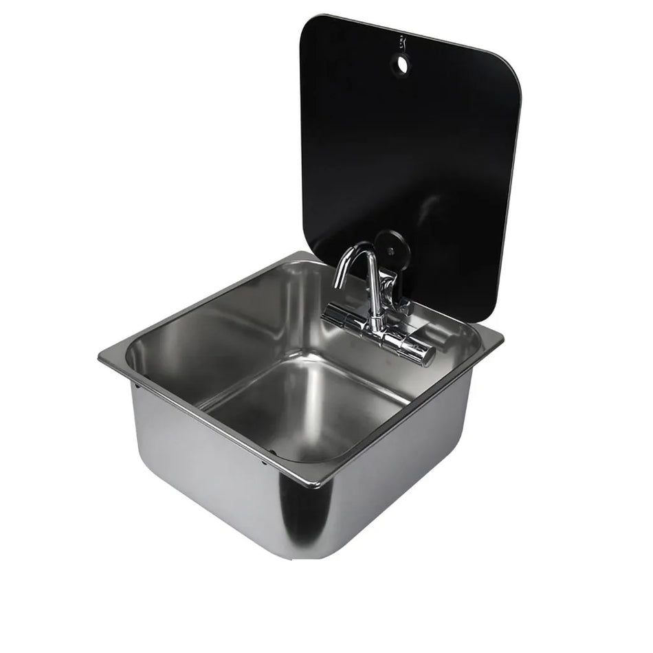 Can Rectangular Sink With Mixer Tap & Glass Lid