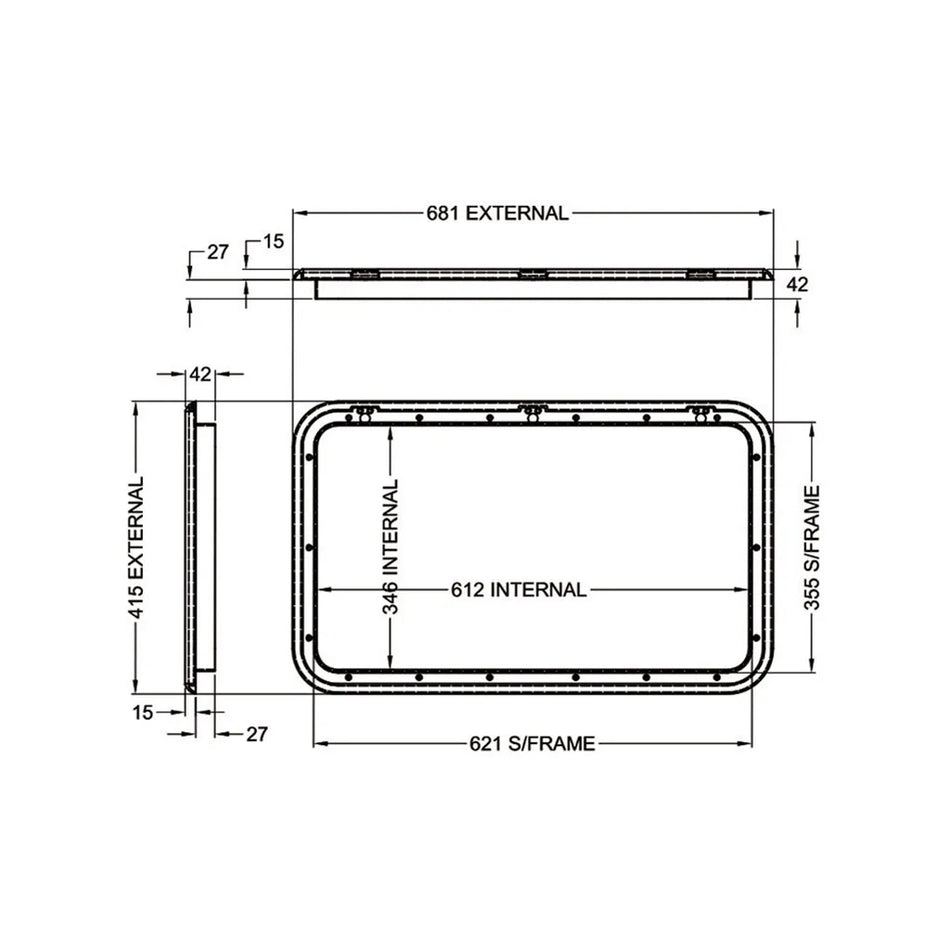 Coast RV Service Door 2 with Locks White 415 x 681mm