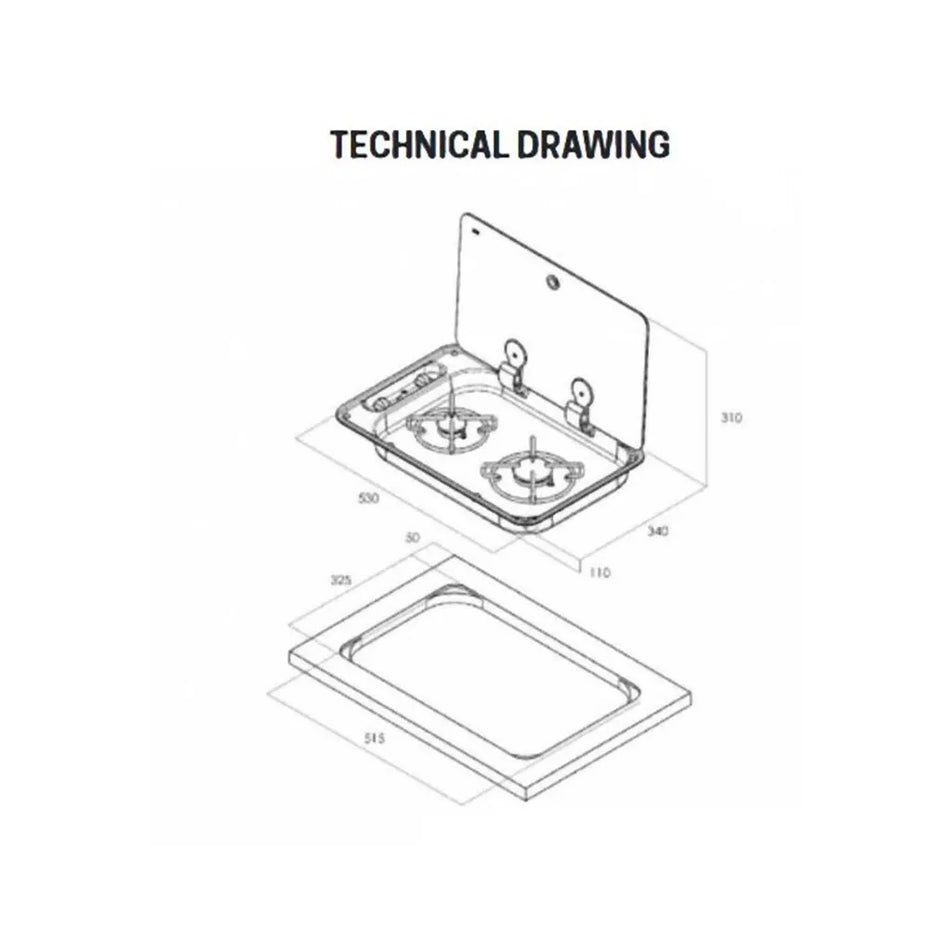Can 2 Burner Gas Hob With Glass Lid