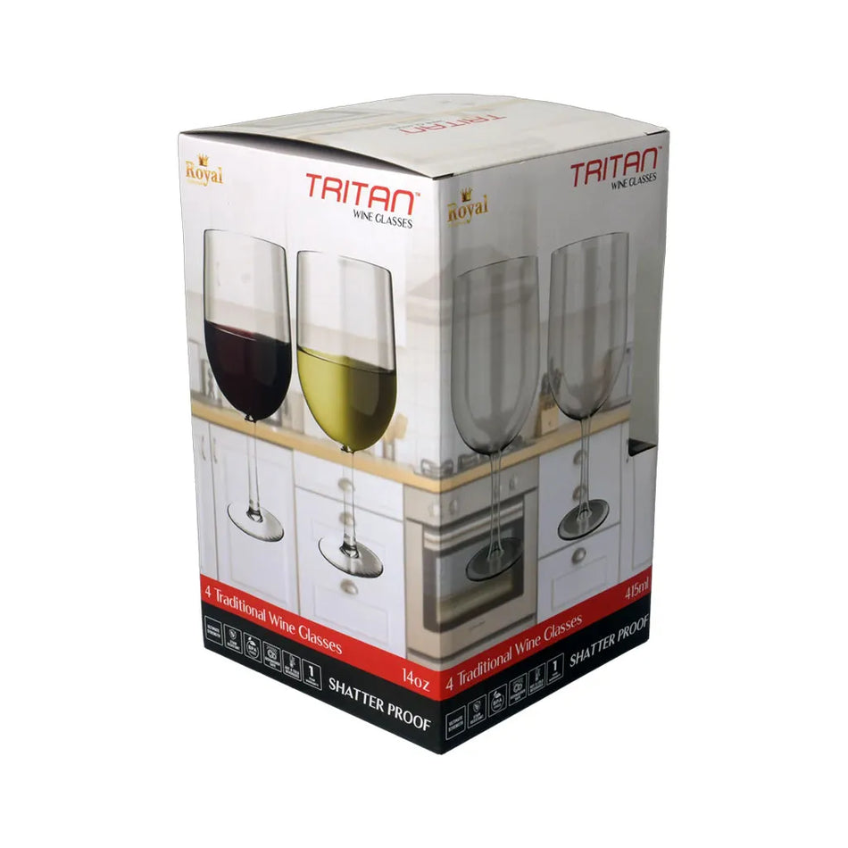 Triton Crystal Clear Long Stem Wine Glass 4 Pack